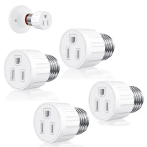 4Pcs Light Socket To Plug Adapter E26/E27 2/3 Prong Light Bulb Outlet Adapter - Picture 1 of 13