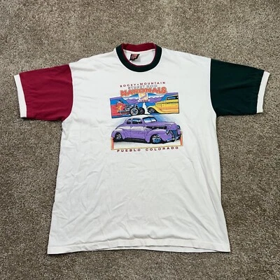 Vintage 90s Street Rod Nationals Rocky Mountain T-shirt Size XL Car Show Tee  - Image 1 of 4
