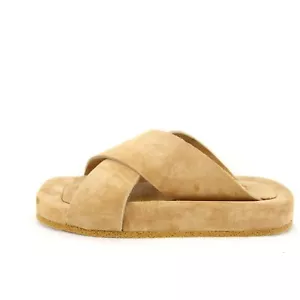 MOMA Damen Sandalen Schuhe Flache Sommer Slipper Wildleder Braun Oliver 37 Neu - Bild 1 von 8