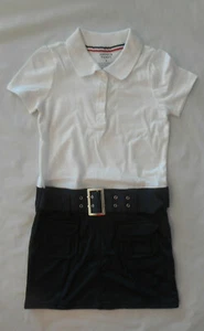 Girls French Toast $28 Navy & White Belted Polo Uniform Dress Sizes 6 & 6X - Picture 1 of 5