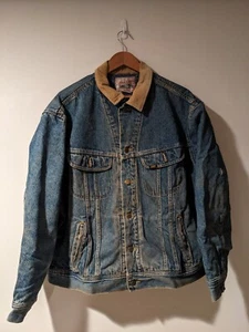 Vintage Lee Storm Rider X-Large Blue Wool Lined Denim Jacket - Picture 1 of 15