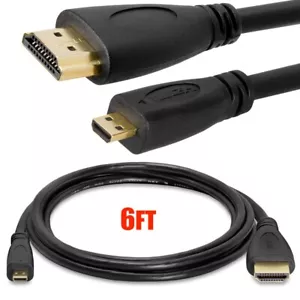 6FT HDMI Male to Micro HDMI Type D Male Cable HDTV 1080p HDCP Phone Tablet Gold - Picture 1 of 1