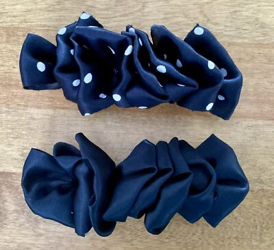 2 pasadores de cinta/ lazo de pelo multicapa suaves de colección años 90, negro satinado, lunkadot Foto 1 de 3