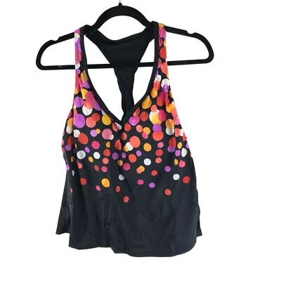 Sujetador Maxine of Hollywood Tankini Top Estante Espalda Corredora Lunares Negro Colorido 10 Foto 1 de 4