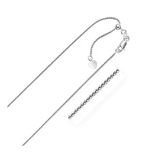 Collar para mujer de 22" de largo con cadena de trigo ajustable de oro blanco de 14 K de 1,0 mm de ancho - Imagen 1 de 3