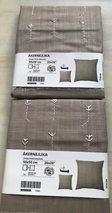 Ikea Akernejlika Beige Cushion Covers PAIR 50x50cm Hand-Embroidered Flowers NEW - Picture 1 of 5