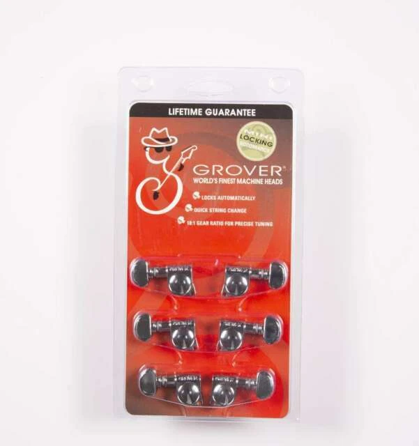 Grover 406C Rotomatic Mini Locking Machine Heads - Pack of 6, Chrome