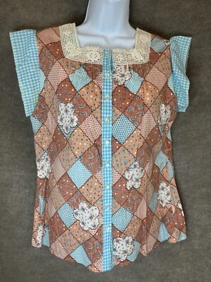 Vintage Handmade Top Shirt Gypsy Cottage Peasant Hippie Boho 50s 60s 70s - Image 1 of 4