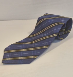 Blue and Yellow Striped Silk Hardy Amies Necktie Business Formal Tie - Picture 1 of 5