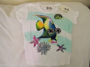 P.S. Aeropostale Love Fish with Jewel Glasses Shirt Size 7 Girls NEW LAST ONE - Picture 1 of 1