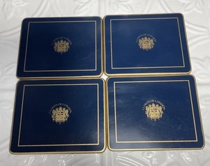 Vtg 4 Lady Clare Coasters Blue Lloyds of London Gilded Edges Green Felt Back - Picture 1 of 15