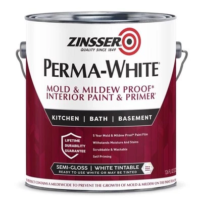 Zinsser Perma-White Semi-Gloss White Mold and Mildew-Proof Paint Interior Gallon - Image 1 of 2