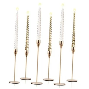 Candlestick Holder Gold Candle Holders for Table Centerpiece Set of 6 Taper  - Picture 1 of 8