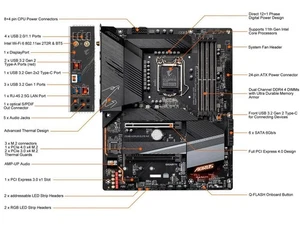 GIGABYTE Z590 AORUS ELITE AX Motherboard LGA 1200 DDR4 WIFI M.2 + I7 11700kf - Foto 1 di 4