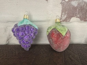 Pier 1 Imports Weihnachten Feiertag Ornamente Trauben & Erdbeeren nicht mehr produziert Set - Bild 1 von 10