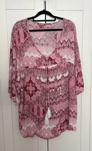 Ladies Joe Browns Pink Boho Top Size 24 Vgc - Picture 1 of 5
