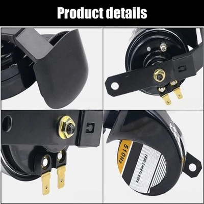 Universal 12V High Tone Snail Horn Heavy Duty Metal Horns for Motorcycle Car - Image 1 of 4