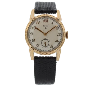 Orologio da polso uomo meccanico vintage 29,5 mm cassa Elgin Jobber acciaio e 10k RGP - Foto 1 di 4