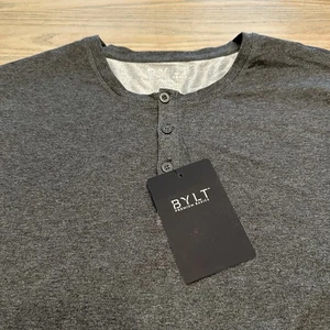 NEU BYLT grau Henley Drop-Cut Langarm Hemd Herren XL Lux Premium Basics - Bild 1 von 20