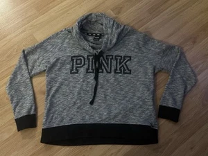 FELPA ROSA By VICTORIA'S SECRET cotone COULISSE COLLO A IMBUTO grigia taglia L - Foto 1 di 6