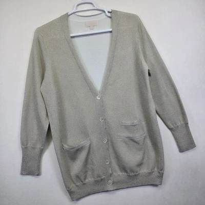 J Crew Collection Cardigan Womens XL Metallic Showgirl New Year Tunic Sweater - Image 1 of 4