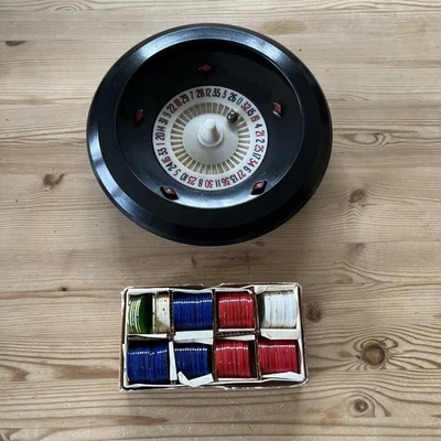 Vintage K & C Ltd. Roulette Game Bakelite Wheel 1950's + Hoyle Poker Chips - Image 1 of 4