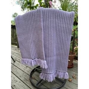 J Crew Wollschal Wolle neu lavendel gerippt Damen große Fransen  - Bild 1 von 24