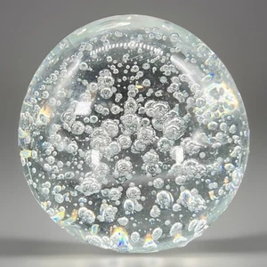 Controlled Bubble Art Glass Paperweight Clear Large 4” Tall Vintage Bullicante - Picture 1 of 7