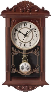 Quickway Imports Orologio Da Parete a Pendolo in Plastica Effetto Legno, Stile V - Foto 1 di 12