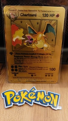 Charizard Pokemon - 1st Edition Shadowless - Goldversion First Edition  Base Set - Bild 1 von 4