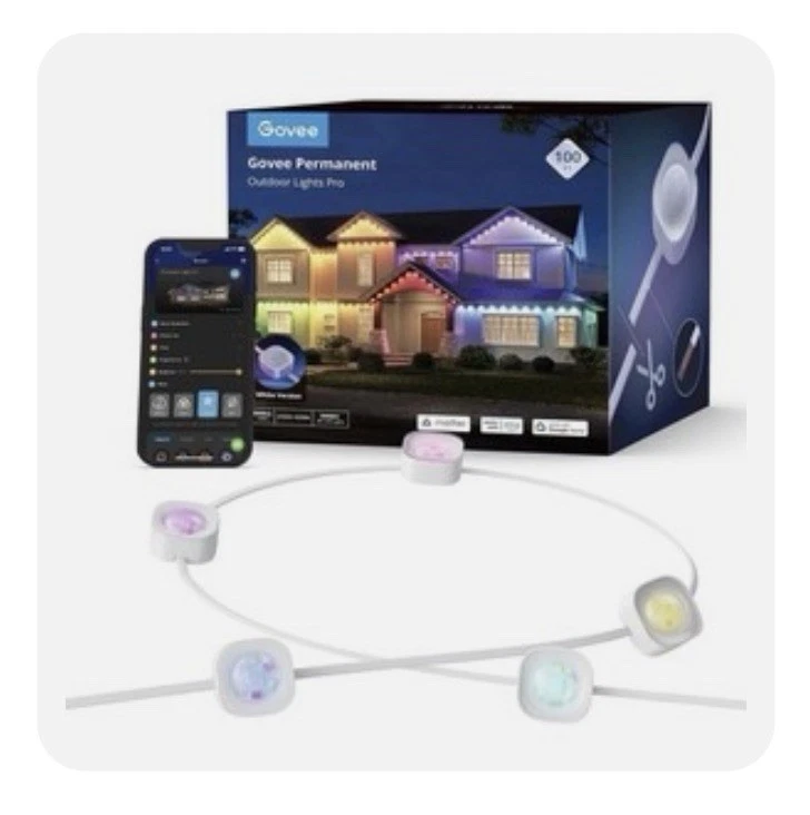 Govee 72 Lights Permanent Outdoor Lights Smart RGBIC Lights 100 ft. (H705C) - Image 1 of 1