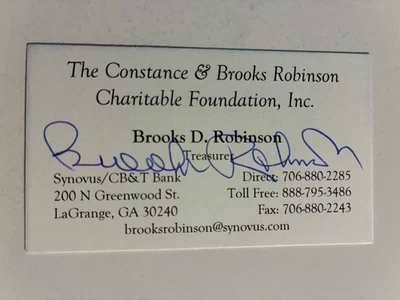 BROOKS ROBINSON autograph BALTIMORE ORIOLES Hall of Fame business card signed - Image 1 of 2