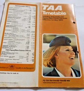 VINTAGE TAA AIRLINES TRANS AUSTRALIAN AIRLINES TIMETABLE  MAY 1969 - Foto 1 di 3