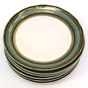 SET OF 6 Vintage Sango Waves GREEN Turquoise Salad Plates 8 1/4" 4973 - Picture 1 of 5