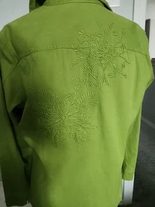 Giacca denim Chicos taglia 2 L colore verde lime ricamata quattro tasche cotone  - Foto 1 di 4