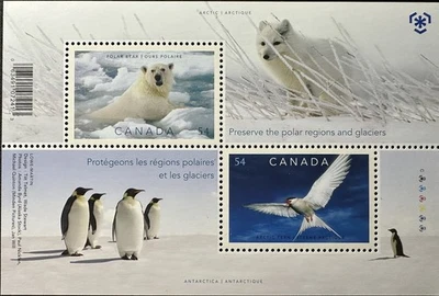 Canada stamp souvenir sheet #2327b Polar Bear (Ursus maritimus), Arctic Tern Foto 1 de 2