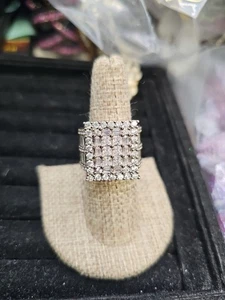 Anillo tamaño 7,75 circonitas cúbicas plata baguettes y redondos - Imagen 1 de 6