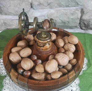 Vintage Nut Cracker Wood Brass 10" Mid Century Christmas Gift Original  - Picture 1 of 6