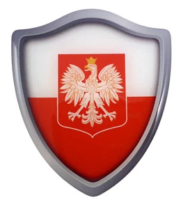 Poland Polska flag Shield Domed Decal 3D Look edge Emblem Resin sticker 2.6"x3" - Imagen 1 de 3