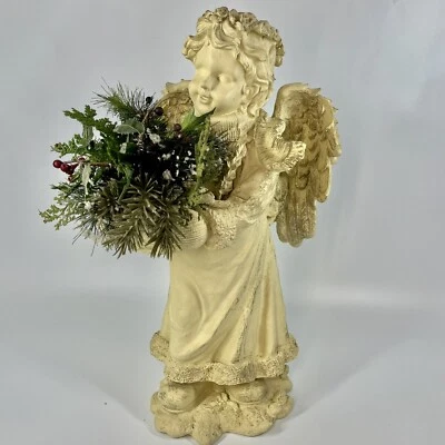 Angel Garden Statue Winter Holiday Angelic Child Indoor Outdoor Resin 20” - Image 1 of 4