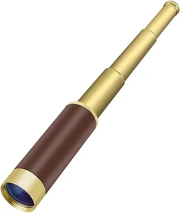 Pirate Monocular Telescope for Kids & Adults, Handheld Collapsible Brass - Picture 1 of 12