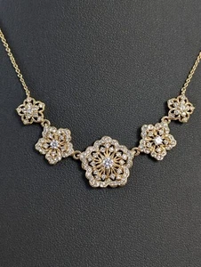 Nadri Prima CZ 18k Yellow GP Floral Necklace Bridal #45 - Picture 1 of 4