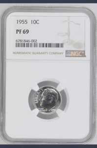 1955 Proof Roosevelt Dime NGC PF69 - Picture 1 of 2