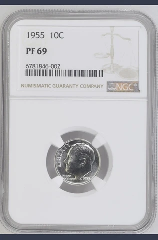 1955 Proof Roosevelt Dime NGC PF69 Cover