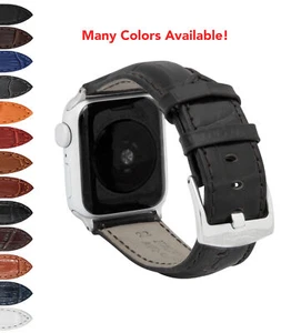 Mens Leather Strap, Alligator Pattern for Apple Watch Band 40mm Series 6 5 4 SE - Picture 1 of 35