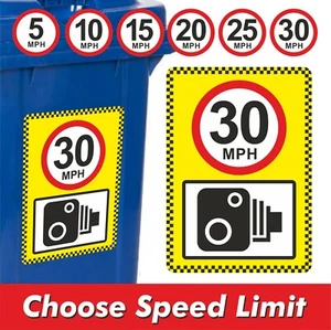 Speed Camera Road Safety Wheelie Bin Sticker 5 / 10 / 15 / 20 / 30 MPH Limit - Picture 1 of 1