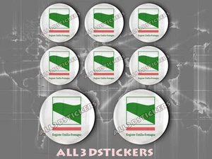 8 x Adesivi Resinati 3D TONDO Bandiera Emilia-Romagna - Tutte le Bandiere - Picture 1 of 1