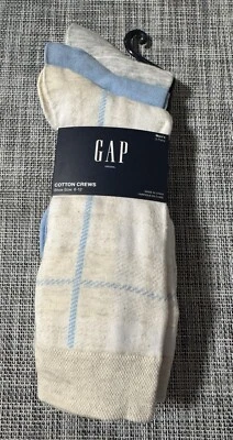 New Gap Mens Cotton Crew Multi color Dress comfort soft Socks 3Pairs Size - 6-12 - Image 1 of 3