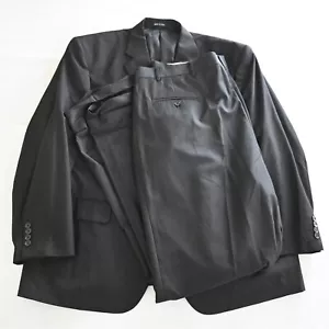 Milano Moda 48R 42 Solid Black Mens Jacket Pants Suit - Picture 1 of 24