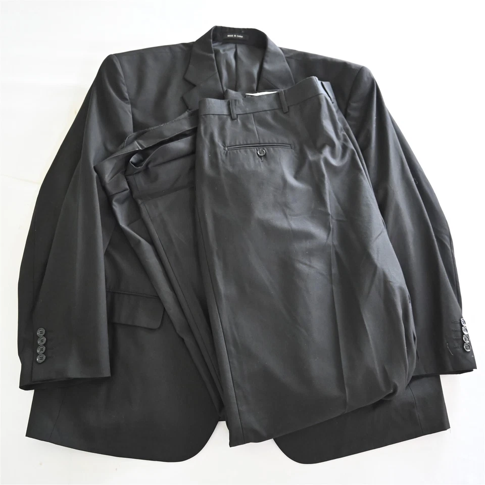 Chaqueta Pantalones Traje Milano Moda 48R 42 Negro Sólido Para Hombre Foto 1 de 4